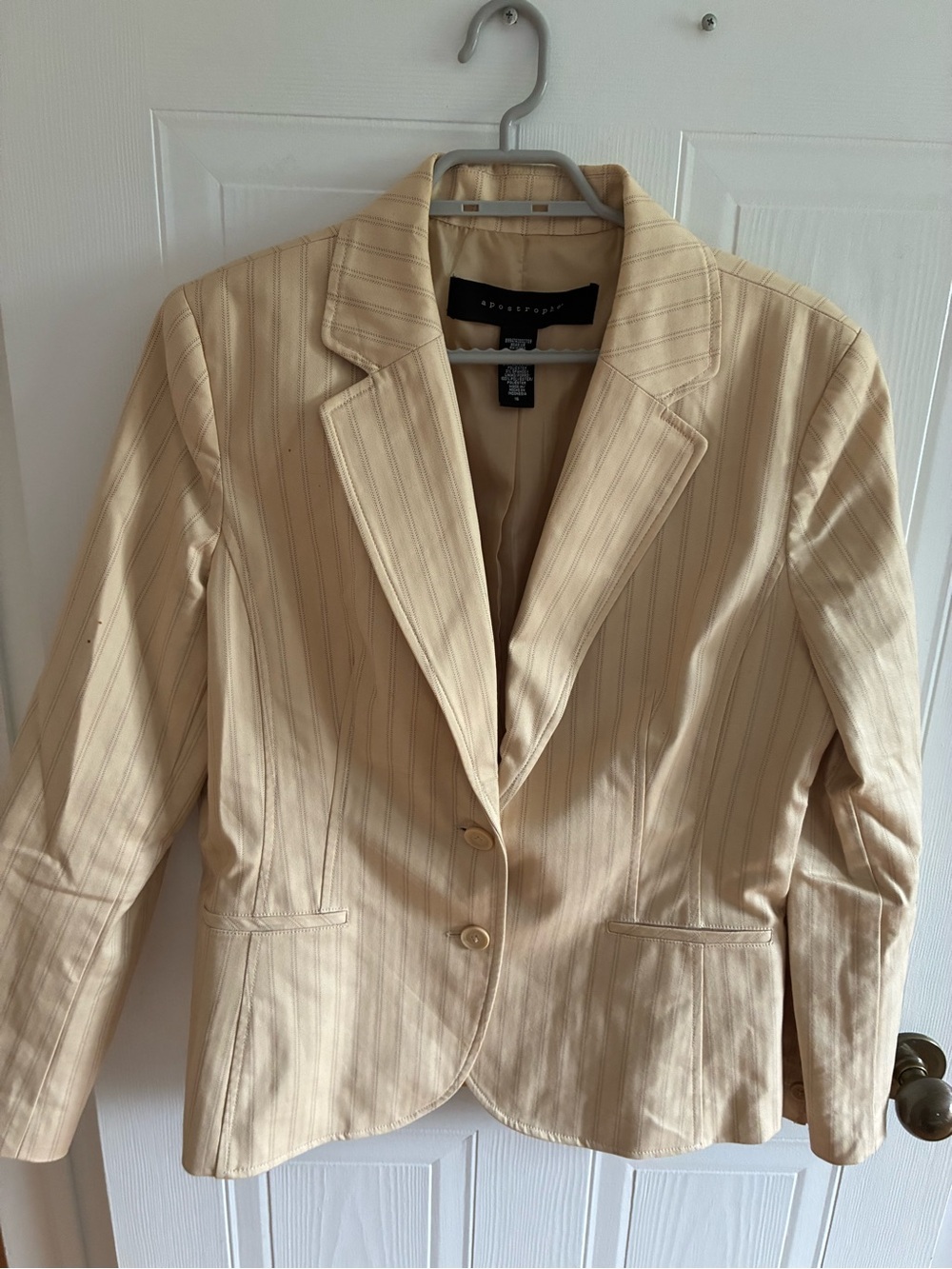Apostrophe Beige Pinstripe Tailored Blazer